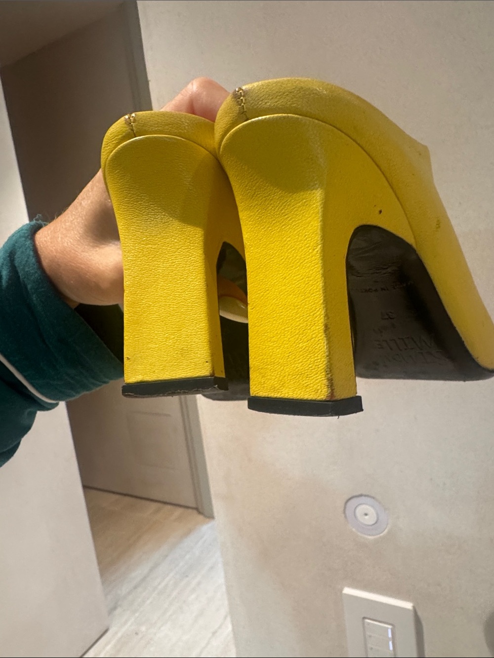 Simon Miller Yellow Leather Square-Toe Mule Heels - Picture 9 of 11